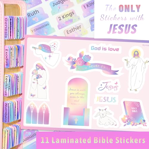 Image of Bible Tabs & Butterfly Bookmark, Rainbow, Laminated, Large Print, Christian Gifts, Bible Study Supplies