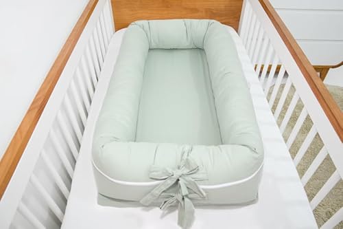 Redutor de Berço 100% Algodão Percal Liso Verde Erva Doce Menino Menina Baby Ninho Unisex Luxo Toque