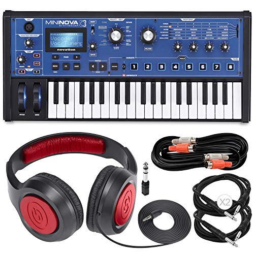 Novation MiniNova 37-Mini-Key Analog Modeling Synthesizer W/Deluxe Bundle, Samson Stereo Headphone, Cables, and FiberTique Cleaning Cloth