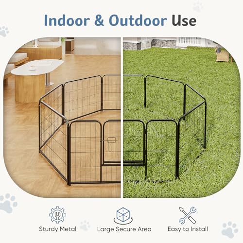 Image of DUMOS Dog Playpen 40 Inch 8 Panels Indoor Outdoor Metal Pet Fence