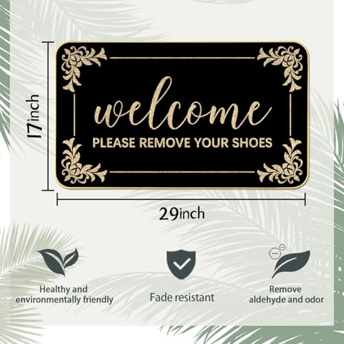 SUZEJHE Funny Welcome Mats Please Remove Your Shoes Doormats Rubber Non Slip Backing Cute Door Mat for Outdoor Indoor Uses Home Décor Housewarming Gift 17 x 29 Inch