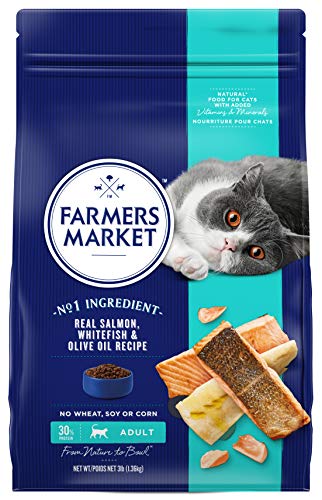 Farmers Market Pet Food Premium Natural Dry Cat Food, 3 Lb Bag, Whitefish & Salmon Recipe With Olive Oil
