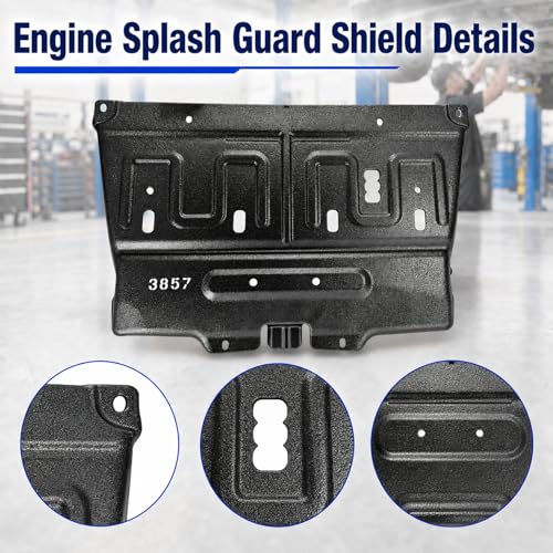 Image of ML3Z-7222-D Engine Splash Shield, Upgrade Manganese Steel Front Under Car Engine Lower Cover Compatible for 2015-2020 Ford F150 with Gasoline Engine (Not Fit for Raptor Model & 3.0L Diesel)