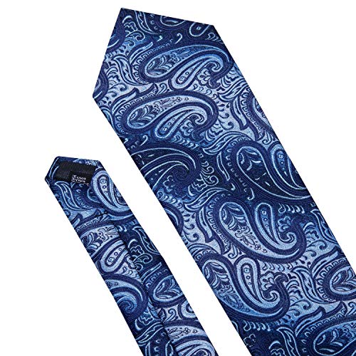 Image of Barry.Wang Paisley Tie Fashion Set Hanky Cufflinks Neckties for Men Woven Silk