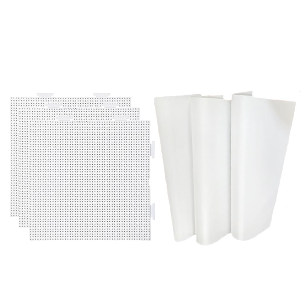 Heat-Resistant Fuse Beads Template Board & Heating Cloth 3 Sets, White Square Pegboard, Non-Stick heatproof Resistant Plastic Template for DIY Crafts, Beading Projects