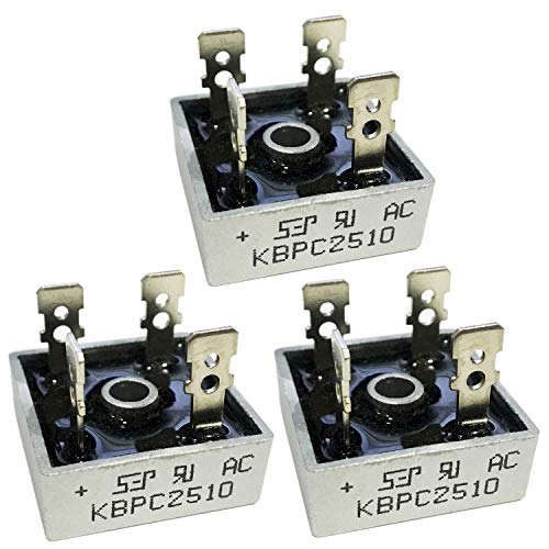 (Pack of 3 Pcs) PoiLee Bridge Rectifier KBPC2510 25A 1000V KBPC Single Phase Full Wave 25 Amp Electronic Silicon Diodes
