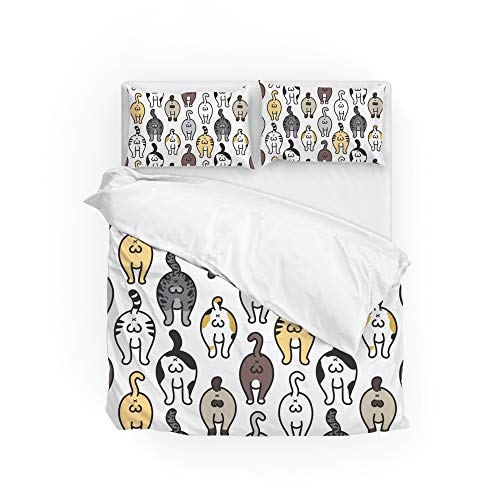 Housse de couette motif chat en tissu 100% polyester résistant
