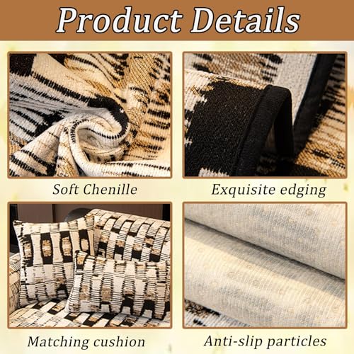 Housse de canapé en chenille chic anti-griffures pour protection d'angle durable - 5