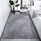 Vocrite Super Soft Fluffy Rug for Bedroom, Gray Area Shag Small Plush Fuzzy Rectangle Rugs, Anti-Sli