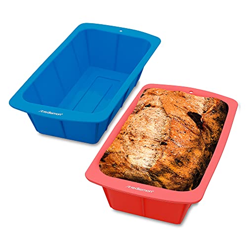 Repostería Y Gourmet, Kitchen Redlemon Moldes para Hornear de Silicona Antiadherente (2 Piezas), Capacidad de 1 Litro, Moldes de Silicona para Gelatina o Repostería en Horno, Libres de BPA,...