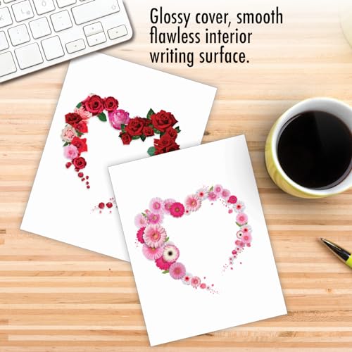 Image of The Best Card Company - 20 Cute Boxed Cards (4 x 5.12 Inch) - Assorted Blank Set (10 Designs, 2 Each) - Heart Blooms AM3180OCB-B2x10