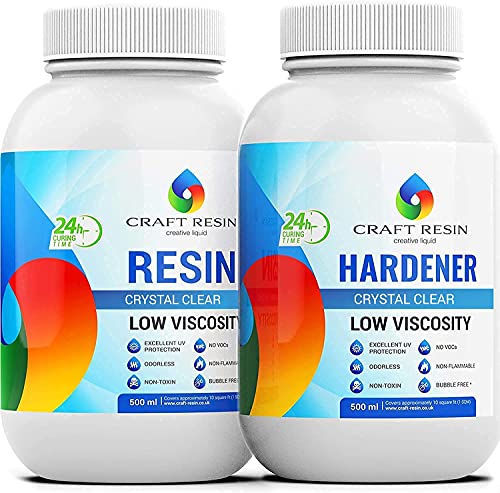 CRAFT RESIN Epoxy Resin Kit - Crystal Clear Resin & Hardener for Jewelry, Countertop, Crafts & Art Resin - Food Safe, Self Leveling with High Gloss, UV & Heat Resistant, No Bubble & Yellowing 34Oz