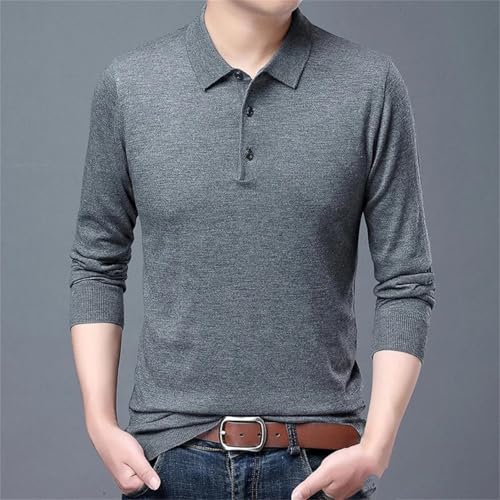 Men's Casual Solid Color Lapel Pullover Sweater Vintage Style Knitwear Long Sleeve Lightweight Knitted Jumper Top2