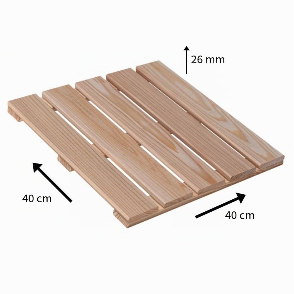 6 Stück Holzfliesen aus Lärchenholz 40 x 40 cm - Wetterfester Outdoor-Bodenbelag für Terrasse, Balkon & Garten