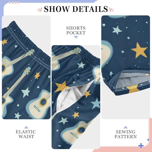 Pajama Bottoms, Cartoon Guitars and Stars Sleeping Pant Lounge Wear Pajamas Long Pants Sleepwear Pjs4