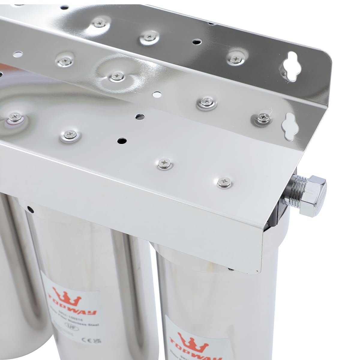 TOPWAY 3-stufiges Untertisch Wasserfiltersystem, 0,01 Mikron Ultra-Filtration, 10" Tankgehäuse aus Edelstahl, Direktanschluss und Schnellwechsel