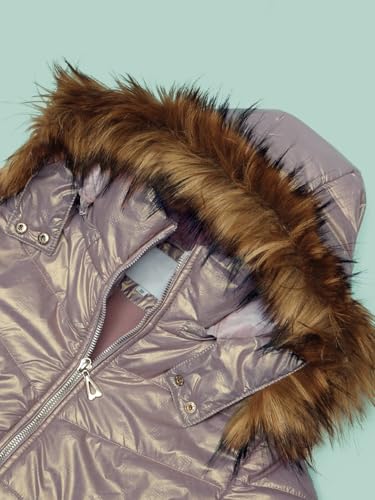 Image of Girls Solid Winter Wear Zipper Hooded Puffer Jacket