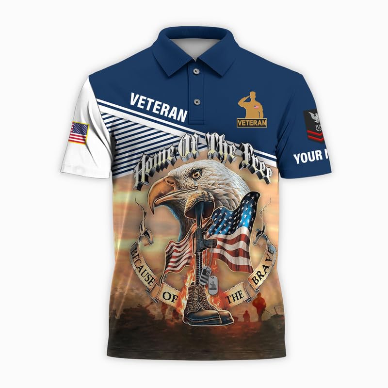 US Veteran Polo Shirt, Home of The Free Veteran Shirt, Military Polo Shirts, Veteran's Day Gift, Veteran