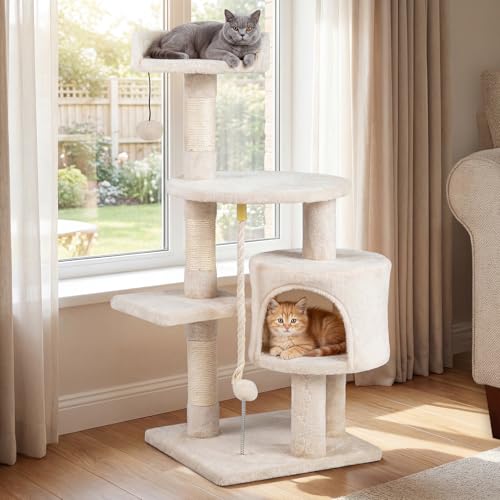 Torre para gatos de 36 pulgadas con rascador y plataformas miniatura 2