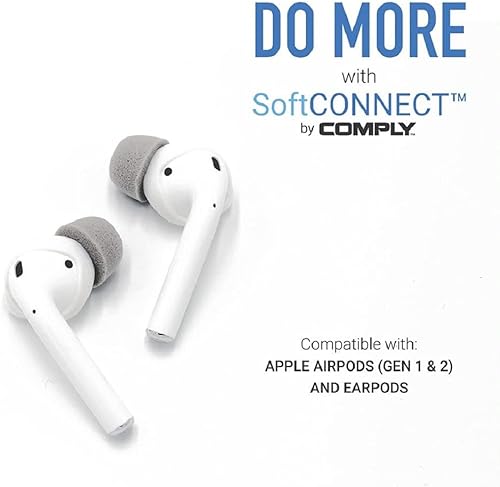 Miniatura 2 de COMPLY SoftCONNECT - Puntas de repuesto de espuma suave para Apple AirPods (Gen. 1 y 2), auriculares Apple y auriculares similares (grandes, 2 pares)