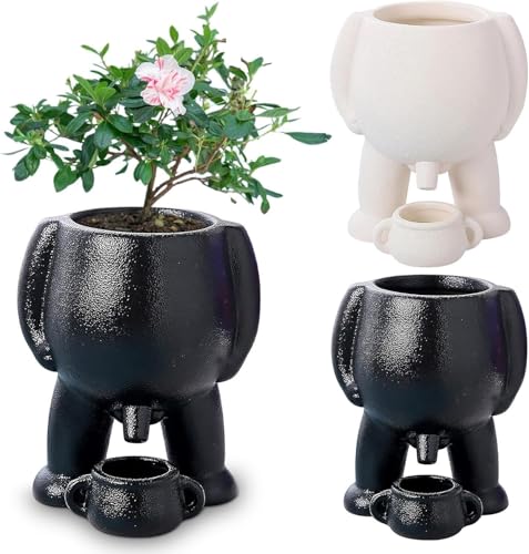 【Pianitrice succulenta perfetta】 ： In particolare come fioriera succulenta, questi vasi sono dotati di fori di drenaggio per garantire che le piante prosperassero. Il materiale in ceramica in bianco/nero offre un aspetto elegante e moderno, ideale per qualsiasi stile di arredamento. Ottimo per i regali ： Che si tratti di un compleanno, del matrimonio, del matrimonio della casa