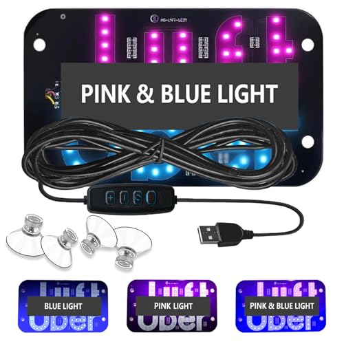 LED Light Sign for Car, USB-Powered Dual-Color LED Car Sign Display – Blue/Pink Simultaneous Lighting, Support Light Brightness Adjustment, Suction Cup Mount, Universal Fit for All Vehicles