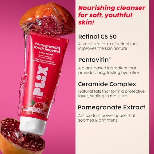 Image of PLIX Pomegranate Youth Renewal Face Care Combo | Juicy Cleanser & Retinol Cream | Reduces Fine Lines & Wrinkles | With Retinol GS 50, Bakuchi Oil & Pentavitin