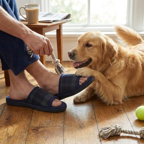Image of Magtoe House Slippers for Men Open Toe Soft Comfortable Indoor Slip on Mens Slides Sandals Memory Foam for Bedroom Spa Living Room, All Seasons