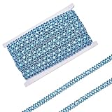 letsinstyle Adornos de Encaje de Paillette Ondulado de 13 Yarda, Adornos de Encaje Brillante con Flores de 0.7 Pulgada, Cinta Azul con Lentejuelas Y Cuentas para Manualidades, Costura