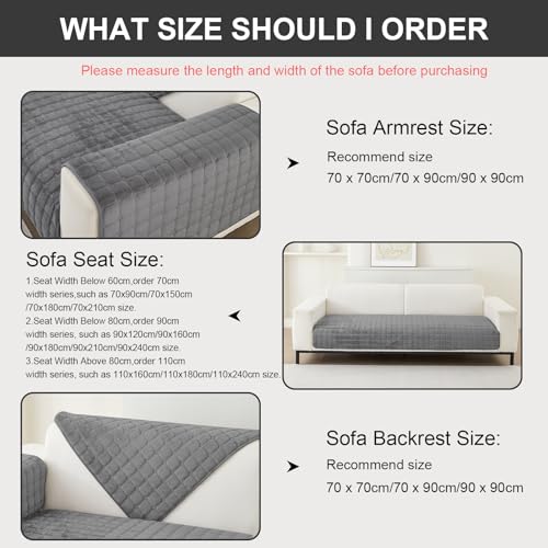 SHANNA Flanell Sofabezug 1 2 3 4 Sitzer Sofabezüge Couch Überzug L Form Ecksofa Sofa Couch Überwurfdecke, Sofahusse Sofaüberwürfe rutschfest Sofa Abdeckung (Dary Gray, 70 * 70cm Stückweise Verkauft)