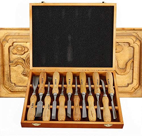 Wood Carving Hand Chisel Tool Set Professional Woodworking Wood Carving Hand Chisel Tool Set Wood Chisel Mallet 12 Pcs #TOP1