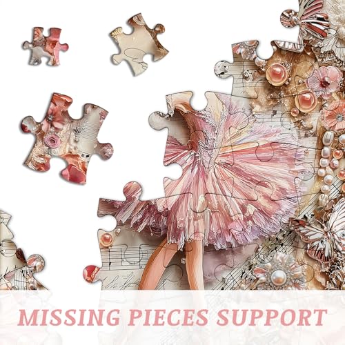 Rompecabezas para adultos de 1000 piezas, PICKFORU con temática de bailarina, cristales y mariposas florales, difícil, como decoración para el hogar miniatura 4