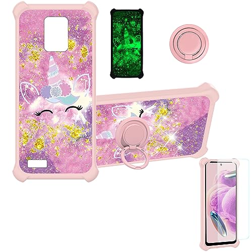 Coque Nuu A23 antichoc lumineuse avec paillettes dorées et anneau JSF-DJS