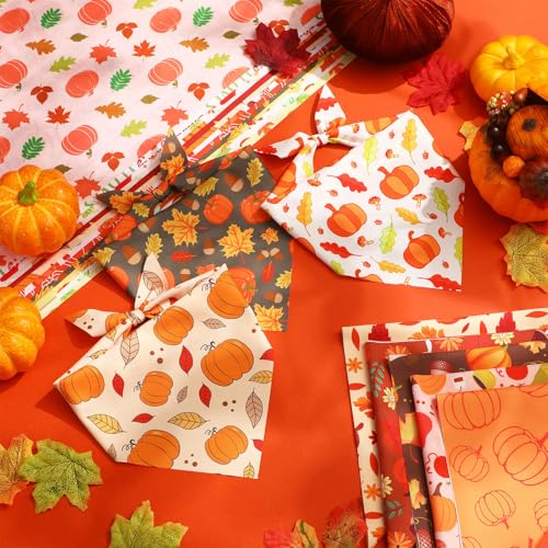 Image of Abbylike 50 Pcs Fall Dog Bandanas Bulk, Autumn Harvest Pumpkin Pattern