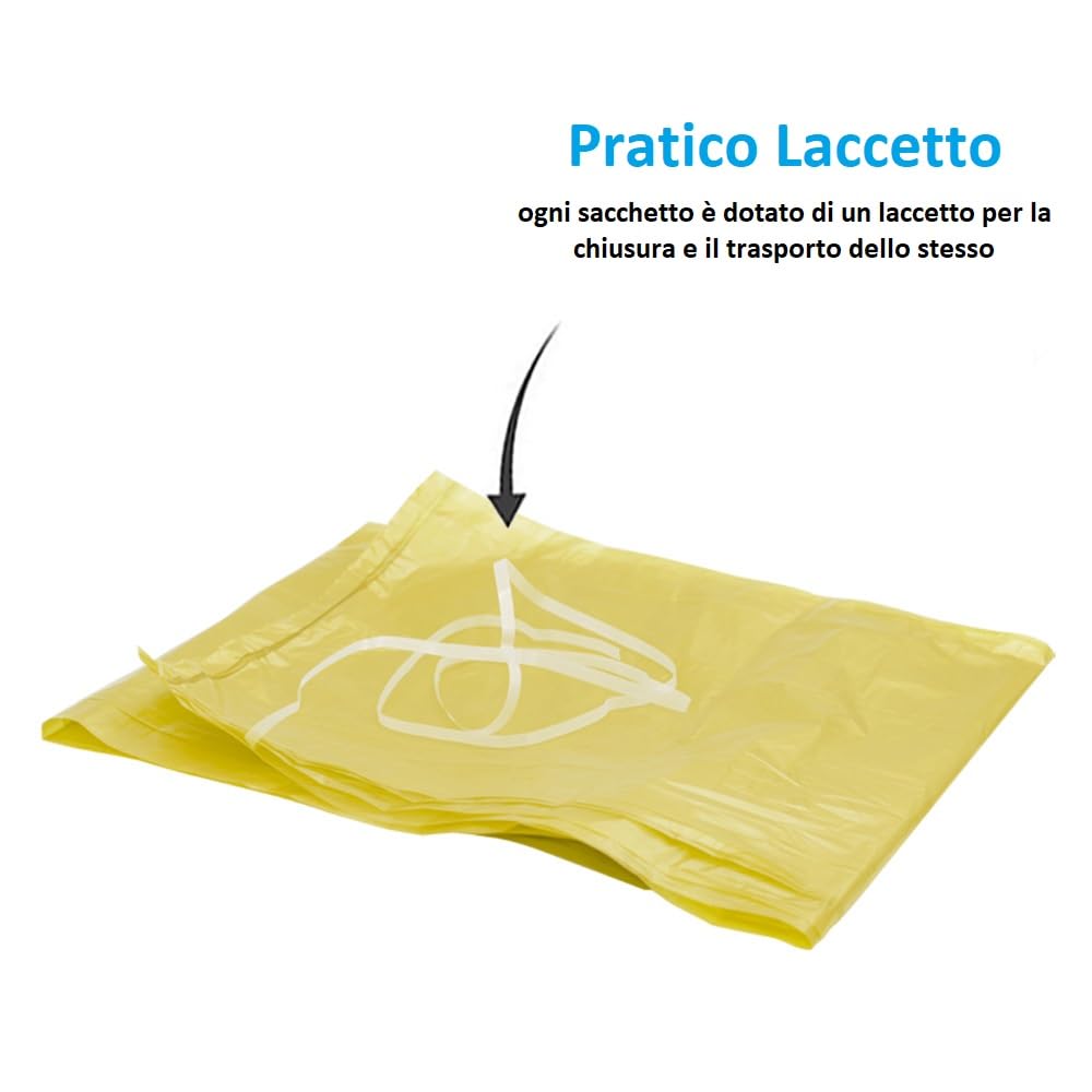 Virsus 750 Sacchi Spazzatura antigoccia colore Giallo, misura 55x65 cm, Sacchetti per Raccolta differenziata con Laccetto e Chiusura a Pomodoro non saldato, 50 Rotoli da 15 Pezzi