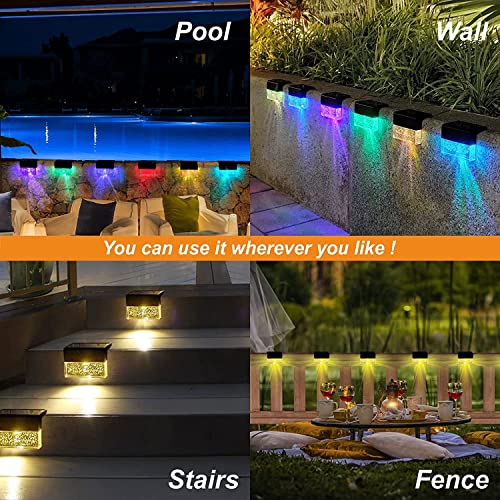 LETRY Solar Deck Lights 8 Pack, Solar Step Lights Outdoor, Warm White/Color Changing Color Glow Solar Fence Light for Patio Garden Yard - Thumbnail 5