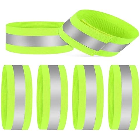 6 Pcs High Visibility Armbands, Highly Reflective Wearable Wrist ankle Bands, High Visibility Reflective Belt, Reflective Belt High Vis Belt, Reflective Running Reflector Strip for Arm or Ankle Cover