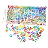 ORFOFE 幼児向け滑らかエッジ字拼图積み木 脳発達促進木製算学習 手指協調力強化 環境 塗装 教育用釣りゲーム付き