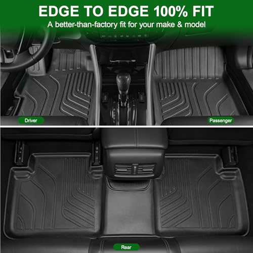 Image of Floor Mats for 2013-2017 Honda Accord Sedan (Not for Vinyl Floors), TPE All Weather Durable Floor Liners Door Sill Guards for Accord Accessories