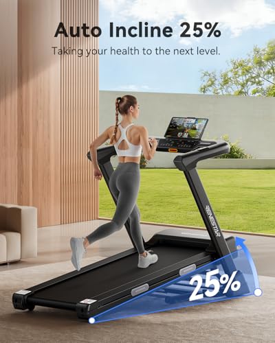 Image of Renestar Treadmills for Home, Treadmill with Auto Incline, Folding Treadmills for Running Walking, 300LBS Weight Capacity, Max Speed 10MPH, Bluetooth Speaker, Pulse Monitor