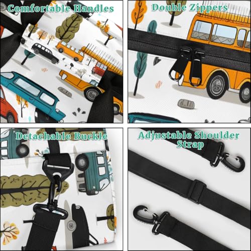 Vehicle Kids Duffle Bag, Overnight Weekender Bag Travel Duffle Bag Carry-On Tote for Swim Sport Gym Bag for Boys Girls4