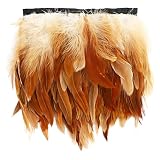 HaiMay 4.5 Yards Brown Rooster Feathers Fringe Trim Sewing Feather Trim Ribbon for Craft Clothes Acc
