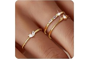 Tiny Rings Set - Dainty Gold Plated Cubic Zirconia Jewels for Women