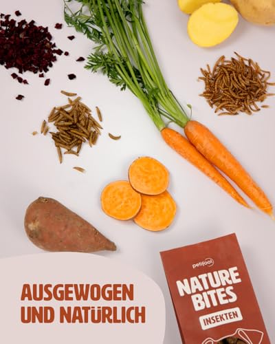 petifool Nature Bites Insekten | natürlicher Hundesnack | Insekten und Gemüse | Ohne künstliche Zusätze | Getreidefrei | 200g | Aus Deutscher Herstellung