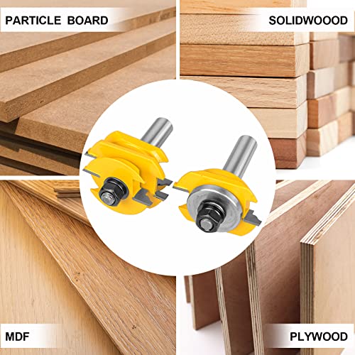 Exqutoo 2Pcs 1/2 Inch Shank Router Bit Set,Raised Panel Cabinet Door Making Router Bits, Cemented Carbide Router Bits For Woodworking,Cnc Wood Router Bit Bearings,Woodworking Tools Router Door & Window Bits #TOP5