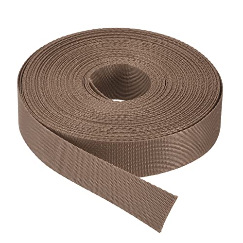 Image of MECCANIXITY Flat Nylon Webbing Strap 1 Inch 15 Yards Brown for Backpack, Cargo Strap, Luggage-rack