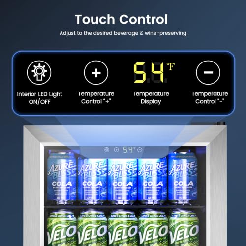 Image of Electactic Mini Fridge 130 Can Lockable Beverage Refrigerator Cooler, 3.1 Cu.Ft Drink Fridge Silver Glass Door for Soda Wine Beer, Digital Temperature Control Cooler for Home,Bar