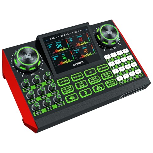 Image of G9 Podcast Equipment Live Streaming Sound Card Audio Mixer Soundboard for Phone /PC - Specially for Live Singing & Content Creation, One-Click Mute