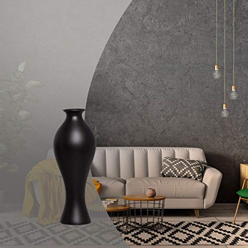 Vaso Califórnia M Decoração Em Cerâmica Preto Fosco