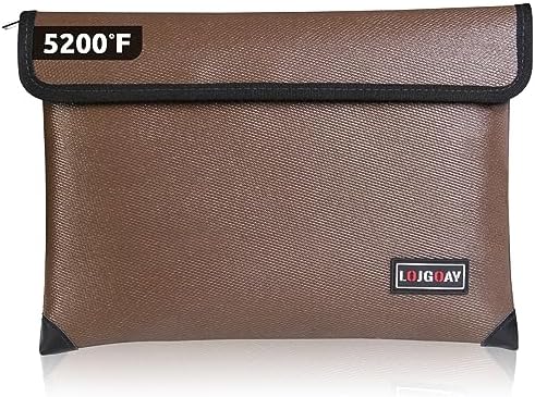 Fireproof Document Bag - with 4200°F Heat Insulated, Waterproof Fireproof Bag with Zipper, 8 Layers of Functional Materials, Fireproof Money Bag for Cash/Documents/Valuables, Fire Bag 11"x7.7" …